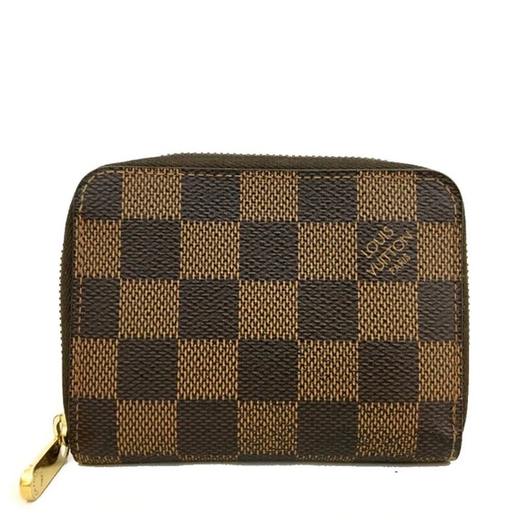 LOUIS VUITTON DAMIER EBENE ZIP COIN PURSE COMPACT WALLET - Picture 1 of 5